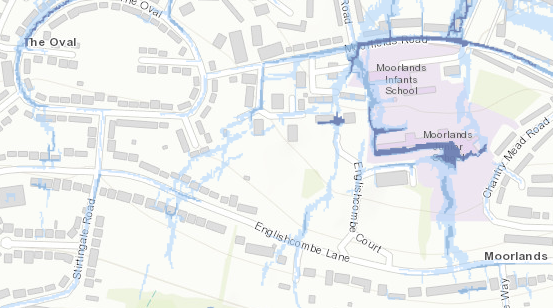Picture of flood risk area around moorlands school
