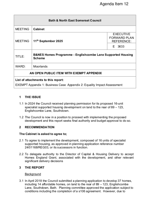 Image of Cabinet report front sheet